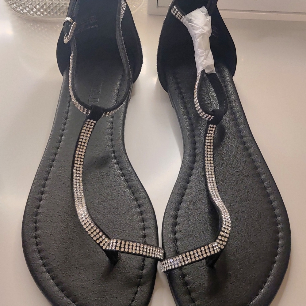 Just Fab black and silver embellished sandals